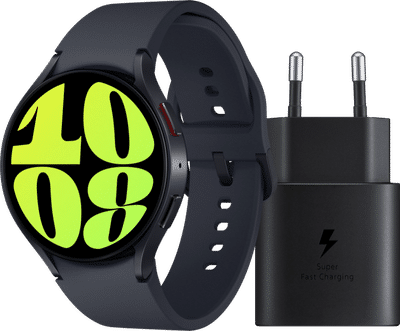 Samsung Galaxy Watch 6 Zwart 44mm + Samsung Oplader