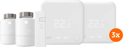 Tado V3+ startpakket met 2 radiatorknoppen en 3 draadloze temperatuursensoren