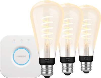 Philips Hue Filament White Ambiance Edison XL 3-Pack + Bridge