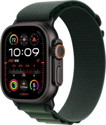 Apple Watch Ultra 2 4G 49mm Zwart Alpine Band Groen S