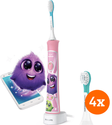 Philips Sonicare for Kids Connected HX6352/42 + Kids opzetborstels vanaf 3 jaar (4 stuks)