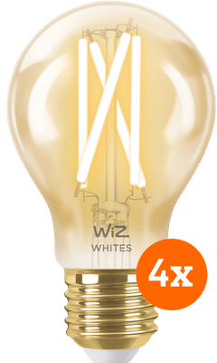 WiZ Smart Filament lamp Standaard Goud 4-pack - Warm tot Koelwit Licht - E27