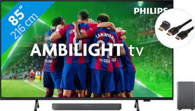 Philips 85PUS8309 - Ambilight (2024) + Soundbar + Hdmi kabel