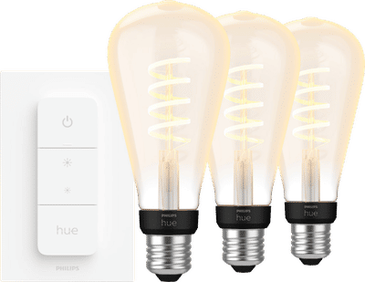 Philips Hue Filament White Ambiance Edison XL 3-pack + dimme