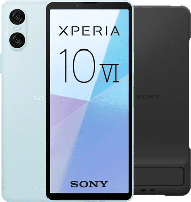 Sony Xperia 10 VI 128GB Blauw 5G + Sony Back Cover Zwart met Standaard