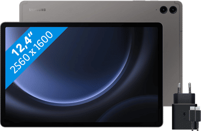 Samsung Galaxy Tab S9 FE Plus 256GB Wifi en 5G Grijs + Samsung Oplader