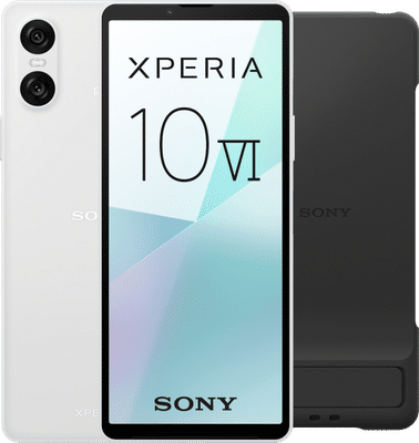 Sony Xperia 10 VI 128GB Wit 5G + Sony Back Cover Zwart met Standaard