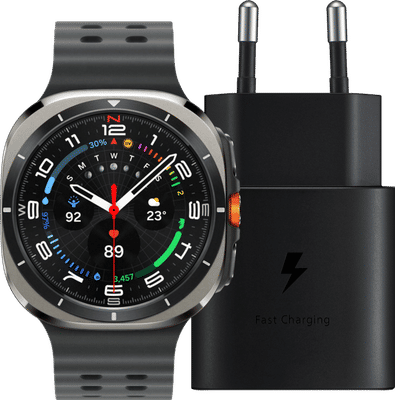 Samsung Galaxy Watch Ultra 4G Zilver/Zwart 47mm + Oplader 25W