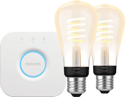 Philips Hue Filament White Ambiance Edison 2-Pack + Bridge