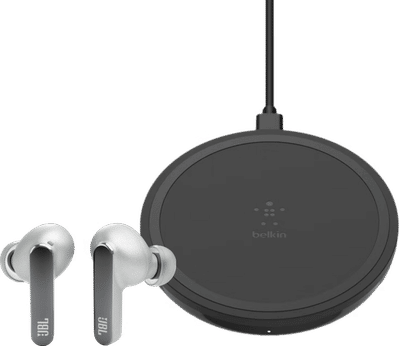 JBL Live Pro 2 Zilver + Belkin Boost Up Draadloze Oplader 10W Zwart