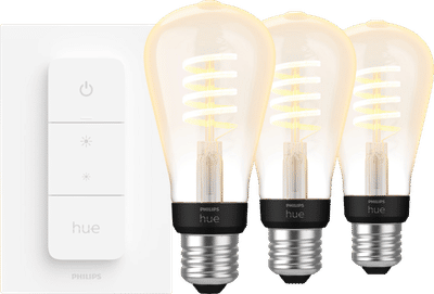 Philips Hue Filament White Ambiance Edison 3-pack + dimmer