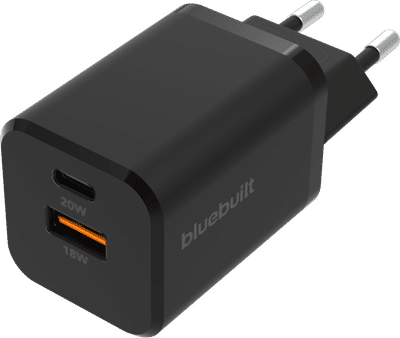 BlueBuilt Power Delivery en Quick Charge Oplader met 2 Usb Poorten 38W Zwart