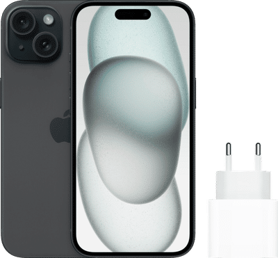 Apple iPhone 15 256GB Zwart + Apple Usb C Oplader 20W