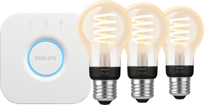 Philips Hue Filament White Ambiance Standaard 3-Pack + Bridge