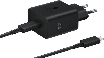 Samsung Super Fast Charging Oplader 45W Zwart + Usb C Kabel 1,8m Zwart Kunststof