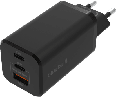 BlueBuilt Power Delivery + Quick Charge Oplader met 3 Usb Poorten 65W Zwart