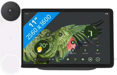 Google Pixel Tablet 256GB Wifi Grijs en Dock met Speaker + Nest Doorbell Battery