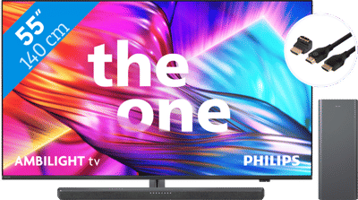 Philips The One 55PUS8909 - Ambilight (2024) + Soundbar + Hdmi kabel