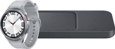 Samsung Galaxy Watch 6 Classic 4G Zilver 47mm + Samsung Duo Draadloze Oplader