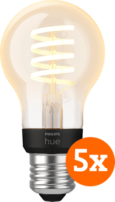 Philips Hue Filamentlamp White Ambiance Standaard E27 5-pack