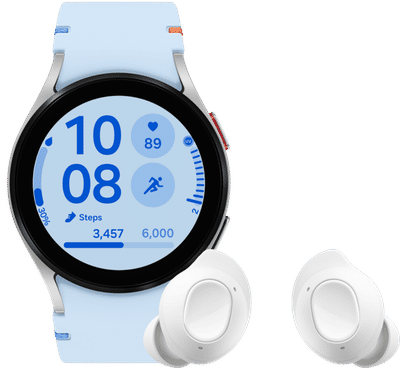 Samsung Galaxy Watch FE Zilver/Blauw + Buds FE Wit