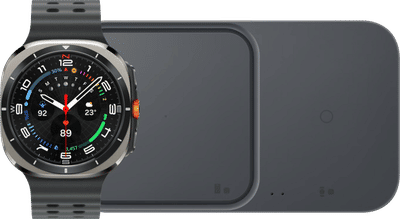 Samsung Galaxy Watch Ultra 4G Zilver/Zwart 47mm + Duo Draadloze Oplader