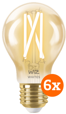 WiZ Smart Filament lamp Standaard Goud 6-pack - Warm tot Koelwit Licht - E27