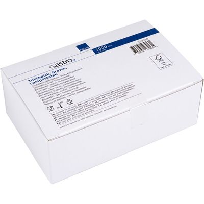 Tannpirkere, ABENA Gastro, 6,5 cm, naturlige, runde, med spiss i begge ender, løst pakket - (1000 stk.)