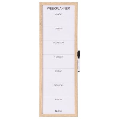 20 x 60 cm whiteboard ukeplanlegger treramme hvit