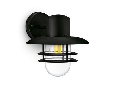 Philips Inyma vägglampa 25 W E27 ljuskälla medföljer inte, Väggbelysning för utomhusbruk, Svart, Metall, IP44, Terass, Trädgård, I