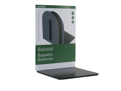 Bokstøtte i metall, 15x15 cm, svart - (2 stk./pakning)