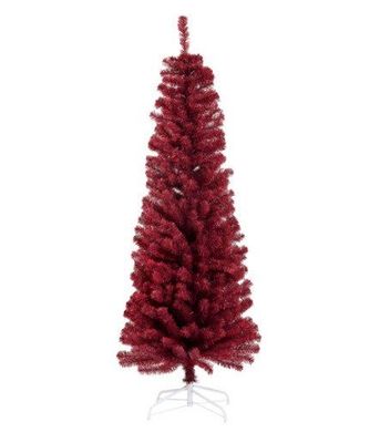 Juletræ kunstigt smalt PVC "BLING" kl. C 180 x 68 cm. u/lys, mørkerød, NORDIC WINTER (780-187)