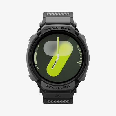 Spigen Rugged Armor Pro, Etui + bånd, Smartklokke, Sort, Samsung, Watch 8 (44mm), Termoplastisk polyuretan (TPU)