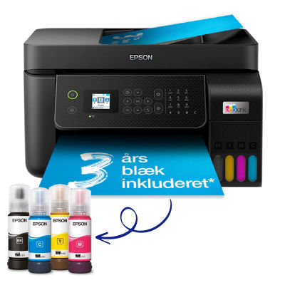 Epson EcoTank ET-4800 - Multifunksjonsskriver - farge - ink-jet - påfyllbar - A4 (medie) - opp til 10 spm (trykking) - 100 ark - 33.6 kbps - USB, L...