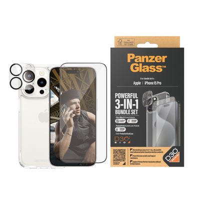 PanzerGlass™ | 3-i-1 beskyttelsespakke | Apple iPhone 15 Pro