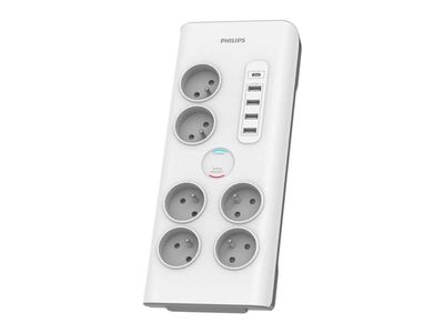 Philips SPN7060WA/60 grenuttag med överspänningsskydd 6 uttag 900 J 2 m, vit