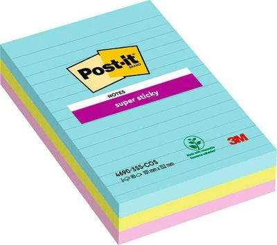 3M 7100234251, Rektangel, Grønn, Rosa, Turkis, Papir, 101 mm, 152 mm, 90 ark
