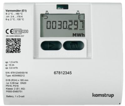 Varmemåler MULTICAL® 403 2,5M³/H / 190mm / 1" med batteri for returmontage
