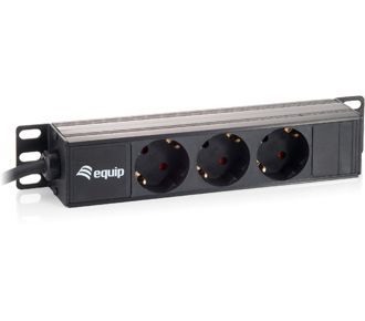 Equip 333299, 1U, Plast, Svart, 3 AC-utgångar, 1,5 m, 250 V