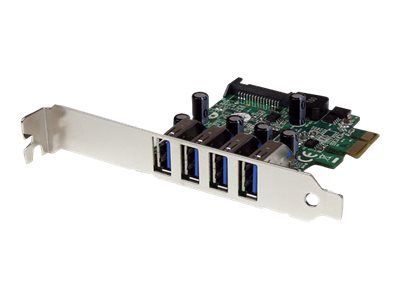 Startech 4-Port PCI Express SuperSpeed USB 3.0 Controller Card with UASP - USB 3.0 Expansion Card with SATA Power (PEXUSB3S4V) - USB-adapter - PCI ...