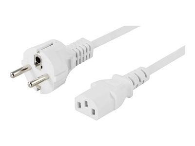 DELTACO DEL-111NV - Strömkabel - ström CEE 7/7 (hane) rak till ström IEC 60320 C13 rak - AC 250 V - 10 A - 10 m - vit