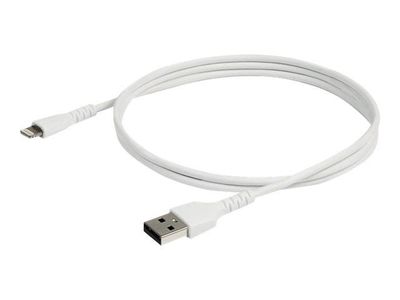 Startech 3 ft(1m) Durable White USB-A to Lightning Cable, Heavy Duty Rugged Aramid Fiber USB Type A to Lightning Charger/Sync Power Cord, Apple MFi...
