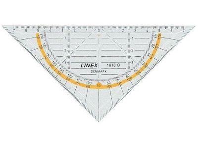 Linex 1616G, 45° triangel, Isopor, Gjennomsiktig, Gult, 16 cm, 11 cm, 1,6 mm