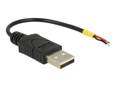 Delock - USB-kabel - USB (hane) till fast 2-trådig - USB 2.0 - 5 V - 10 cm - svart