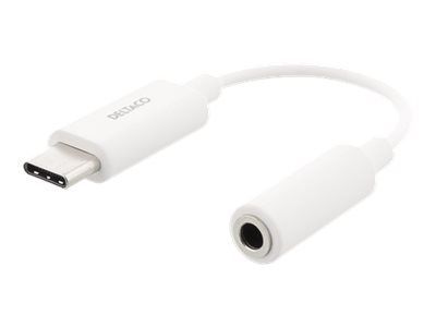 DELTACO USBC-1145 - USB-C til hodetelefons-jakkadapter - USB-C hann til 4-polsminijakk hunn - 11 cm - hvit - aktiv