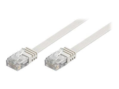 DELTACO TP-61V-FL - Koblingskabel - RJ-45 (hann) til RJ-45 (hann) - 1 m - UTP - CAT 6 - formstøpt, flat - hvit
