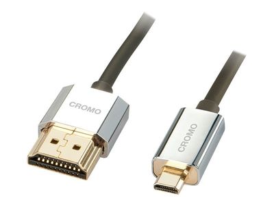 Lindy CROMO Slim High Speed HDMI to micro HDMI Cable with Ethernet - HDMI-kabel med Ethernet - 19 pin micro HDMI Type D hann til HDMI hann - 50 cm ...