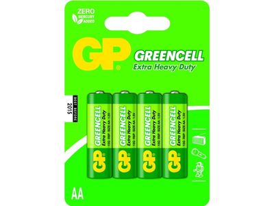 GP Batteries Greencell AA, Engångsbatteri, AA, Zinkklorid, 1,5 V, 4 st, grönt