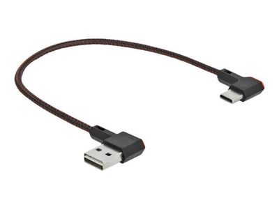 Delock Easy - USB-kabel - USB (hann) venstre/høyre-vinklet, reversibel til 24 pin USB-C (hann) venstre/høyre-vinklet, reversibel - 20 cm - svart