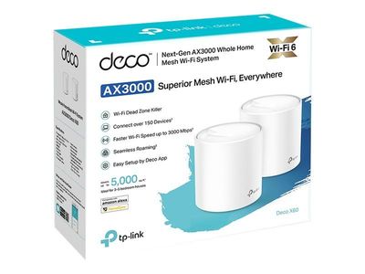 TP-Link Deco X60 - Wi-Fi-system - (2 rutere) - maske 1GbE - Wi-Fi 6 - Dobbeltbånd